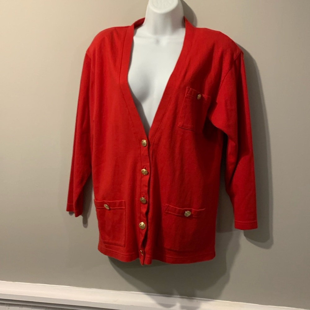 Tabi international red button down cardigan for women, pure cotton size small